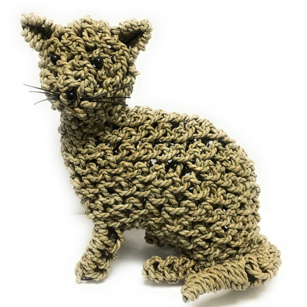 August Grove® Huxford Rustic Rope Cat Figurine Wayfair